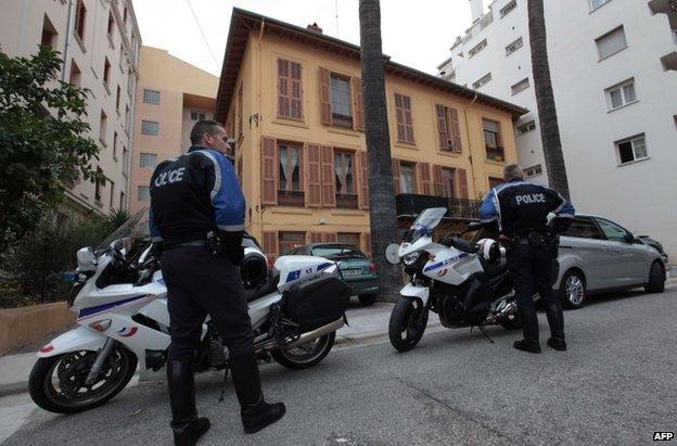 Police guard Herve Gourdel's home in Nice, south-eastern France, 24 September