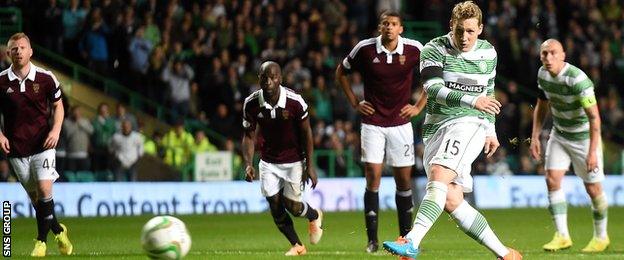 Kris Commons cracked in a penalty for Celtic