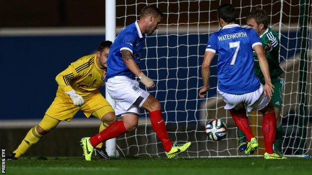 Peter Thompson scored Linfield's first-half goal