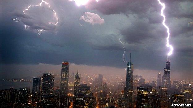 Lightning storm over Chicago