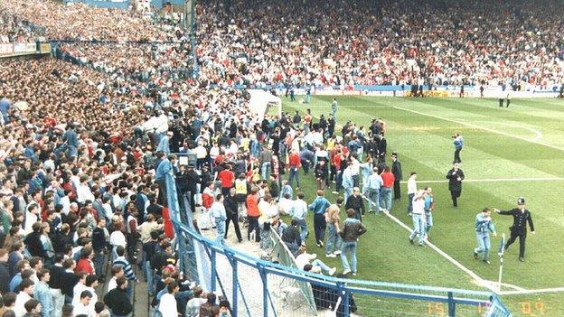 Fans escaping pens during Hillsborough disaster