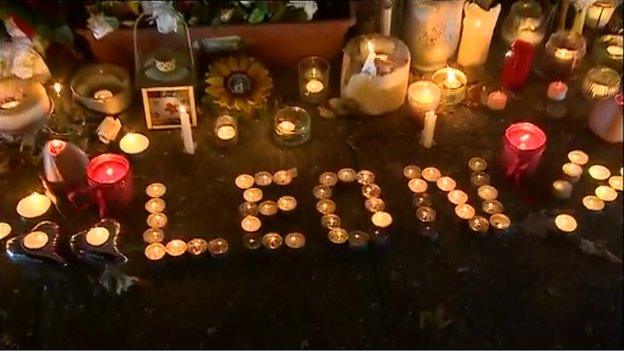 Tributes to Leon Briggs outside Luton police station