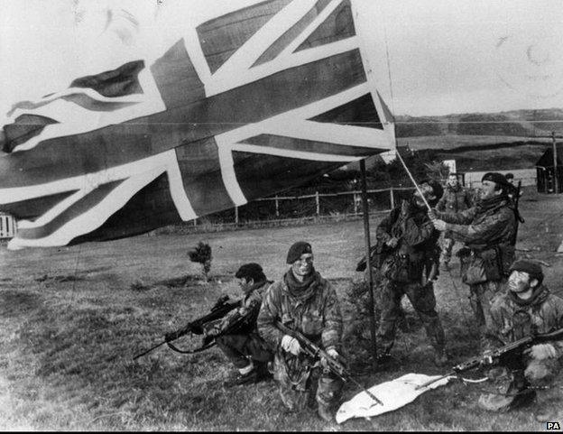 British troops in Falklands in 1982