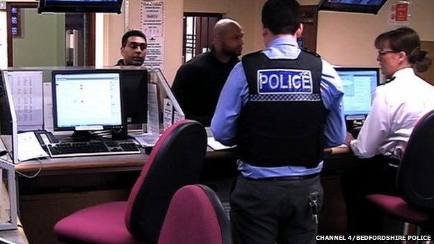 A custody suite at Bedfordshire Police