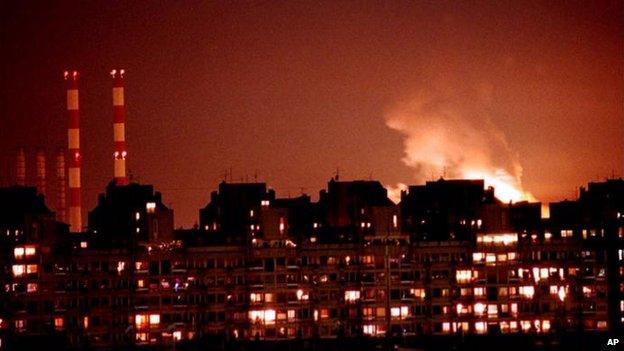 Skyline of Belgrade after Nato air strikes in 1999