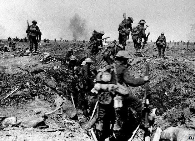 British troops at the Battle of the Somme, 1916