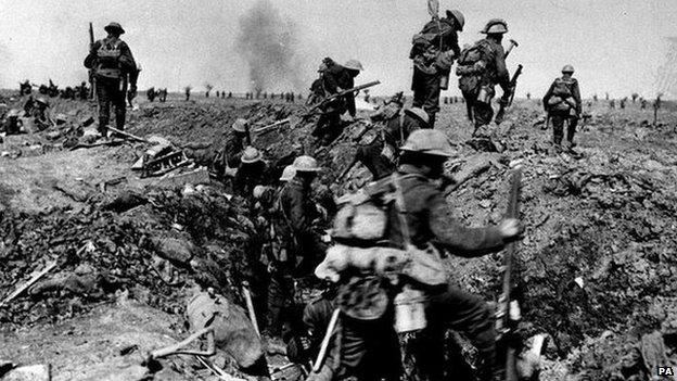 British troops at the Battle of the Somme, 1916