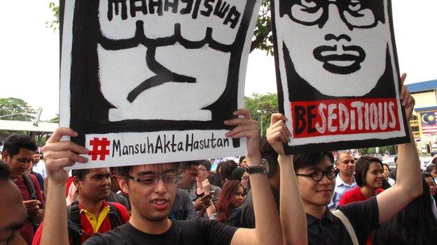 Protesters at a recent demonstration against the sedition law