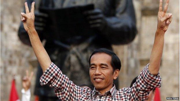 Joko "Jokowi" Widodo at a campaign rally in Jakarta (9 July 2014)