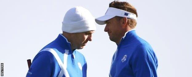 Ian Poulter and Stephen Gallacher at the Ryder Cup