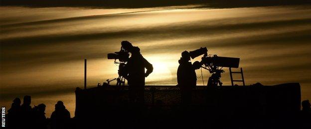 Television camera crew gather in Gleneagles