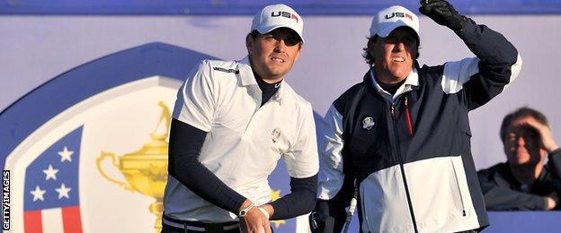 Phil Mickelson (right) and Keegan Bradley