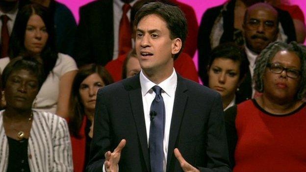 Ed Miliband delivering his conference speech