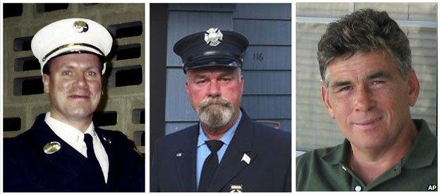 Lt Howard Bischoff and firefighters Daniel Heglund and Robert Leaver