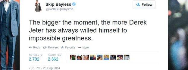 A tweet from sports commentator Skip Bayless