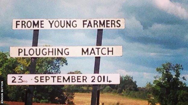 Jenson Button tweets a picture of the Frome Young Farmers' Ploughing Match