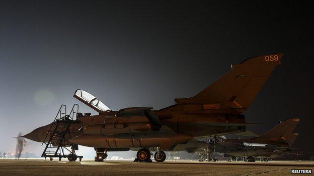 An RAF Tornado GR4 aircraft on the tarmac at RAF Akrotiri in Cyprus 12 August 2014