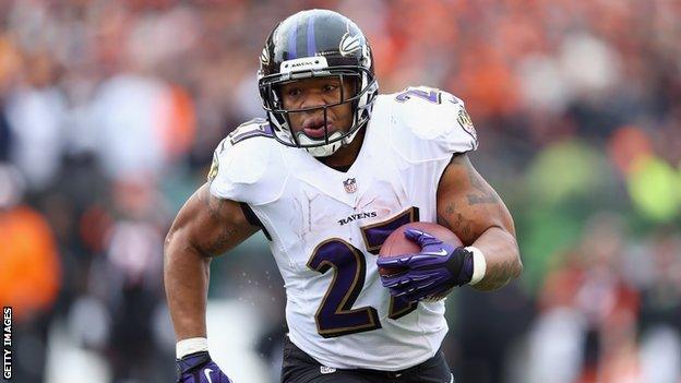 Ray Rice in action for Baltimore Ravens