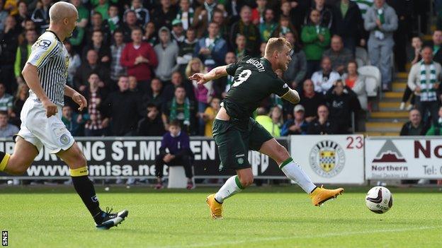 John Guidetti scores for Celtic against St Mirren