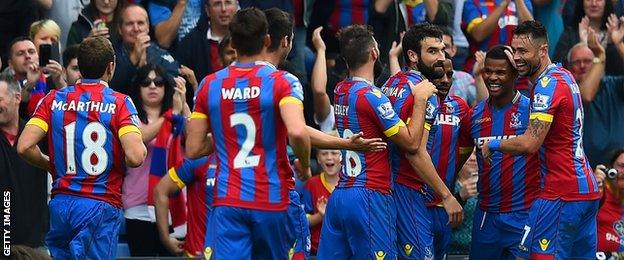 Fraizer Campbell is congratulated after giving Palace the lead