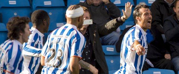 Manuel Pascali celebrates after scoring for Kilmarnock against Partick Thistle