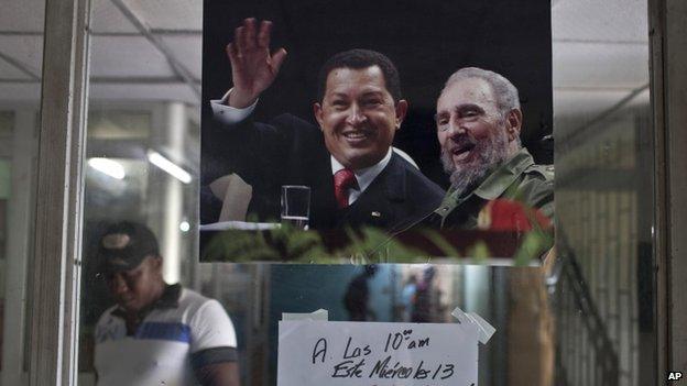 Poster showing Chavez and Fidel Castro