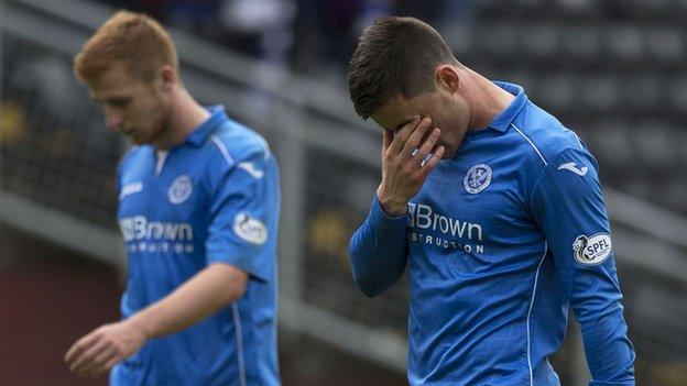 St Johnstone striker Michael O'Halloran looks dejected