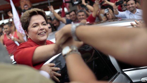 Dilma Rousseff at a campaign rally in Brasilia 27 September 2014