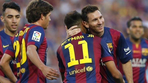 Barcelona's Lionel Messi celebrates 400th career goal