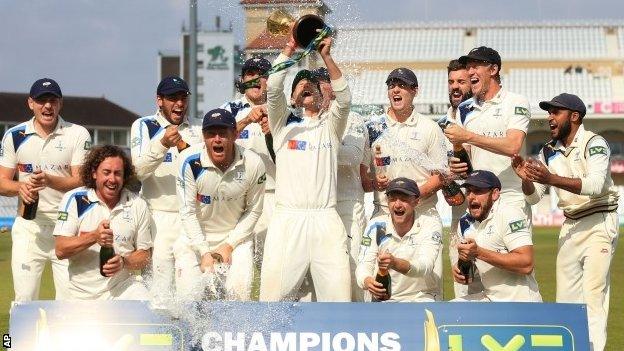 Yorkshire celebrate winning the County Championship