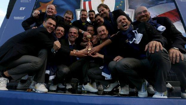 Europe celebrate Ryder Cup win