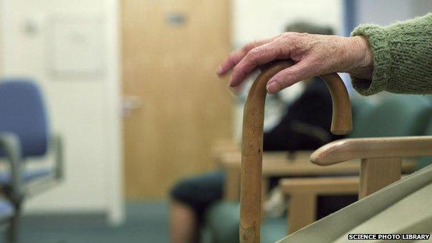 Elderly patient in waiting room