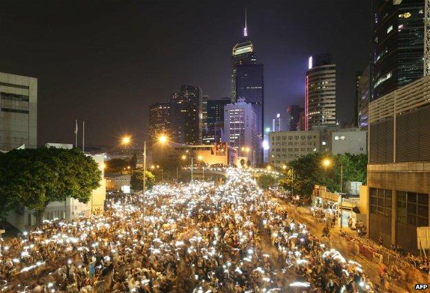 Pro-democracy protesters rally in the Admiralty region of Hong Kong - 29 September 2014