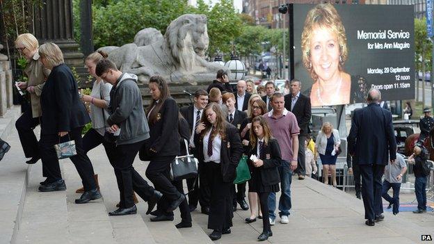 Pupils at Ann Maguire memorial service