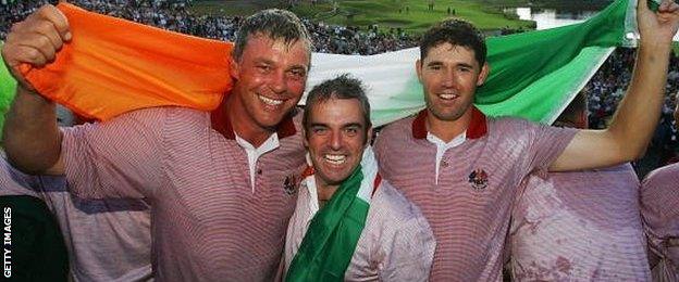 Darren Clarke, Paul McGinley and Padraig Harrington