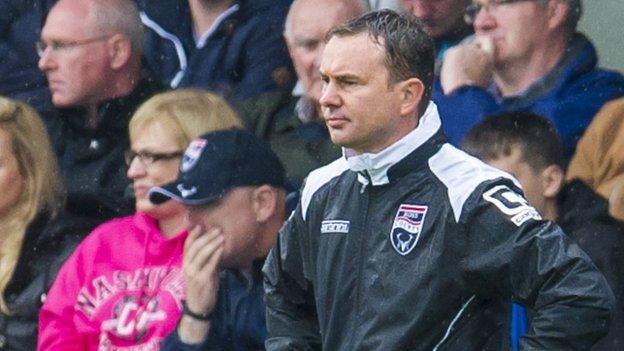 Derek Adams in the Ross County dugout