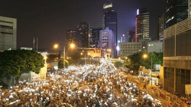 Pro-democracy protesters rally in the Admiralty region of Hong Kong - 29 September 2014