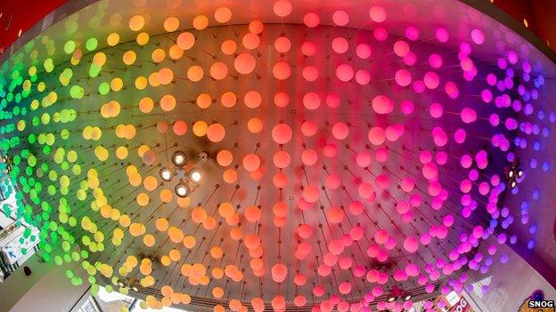 The ceiling in one of Snog's restaurants