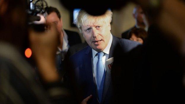 Boris Johnson at the Conservative conference in Birmingham