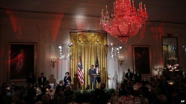 President Barack Obama speaks at an event for the Special Olympics in the East Room