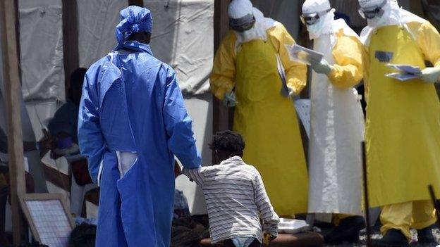 A child at an Ebola unit in Liberia, 27 September 2014