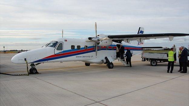 Dornier 228 being trialled by Aurigny at Guernsey Airport