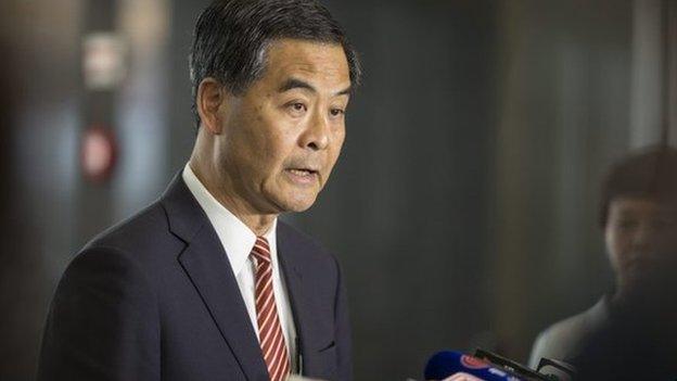 CY Leung, Hong Kong's Chief Executive, speaks during a news conference