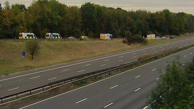 The site on the M5 where Miss Hall's remains were found