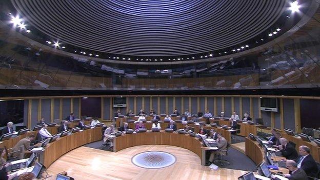 Senedd chamber in Cardiff Bay