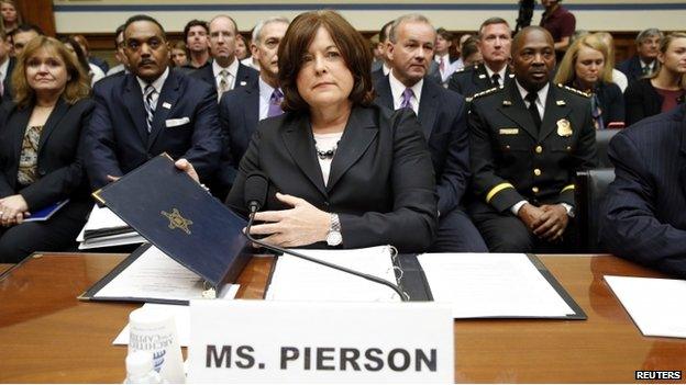 .S. Secret Service Director Julia Pierson takes her seat to testify at the House Oversight and Government Reform Committee hearing on "White House Perimeter Breach: New Concerns about the Secret Service" on Capitol Hill in Washington September 30, 2014.