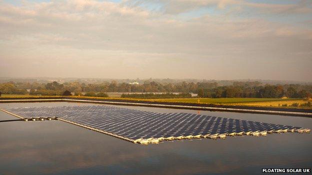 Floating solar panels