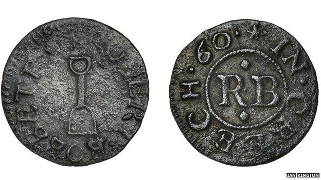 The unique Farthing issued by Robert Bobbett in Creech St Michael, near Taunton, in 1660