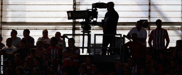 Television cameras at Southampton match