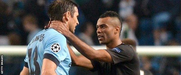 Manchester City midfielder Frank Lampard and Roma defender Ashley Cole